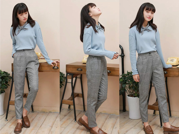 有垂直感的哈伦裤怎么搭配上衣,小个子九分哈伦裤今年最流行的