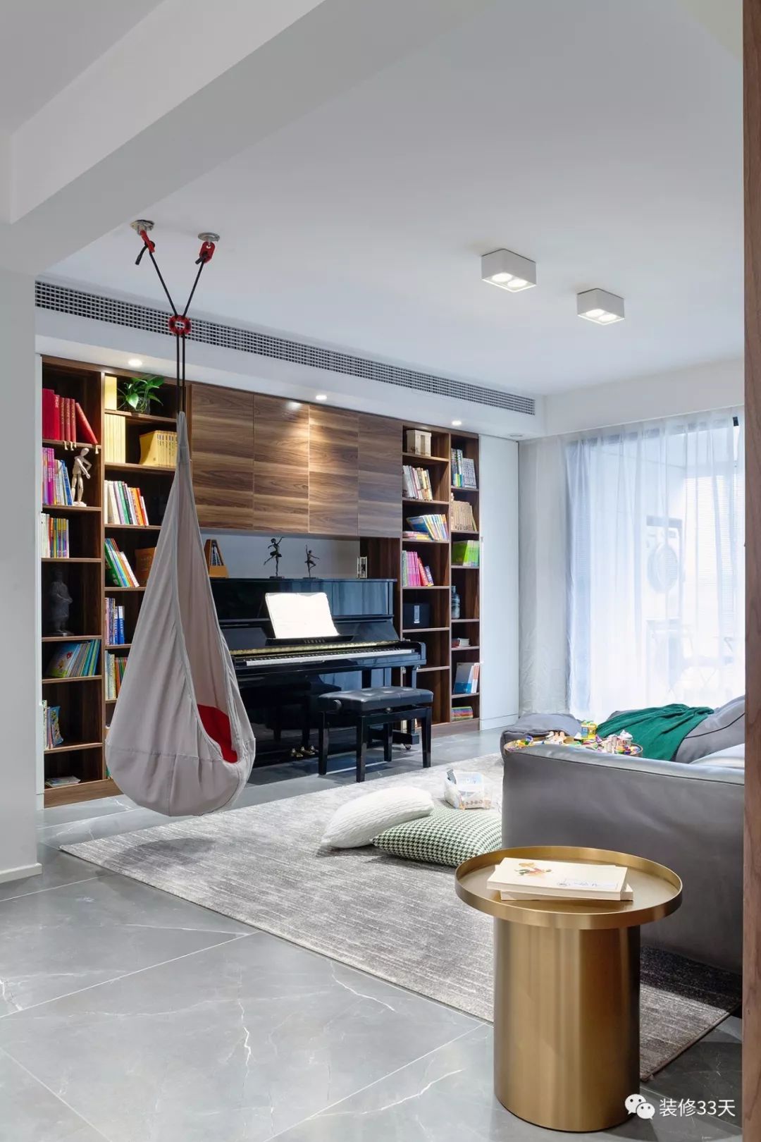 小三房客厅电视书柜一体,80平米两居客厅书房一体