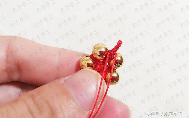 用金珠子编的项链绳,用绳子串的黄金项链