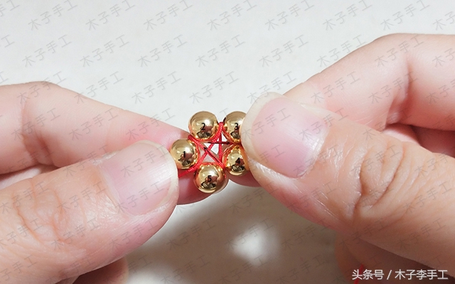 用金珠子编的项链绳,用绳子串的黄金项链