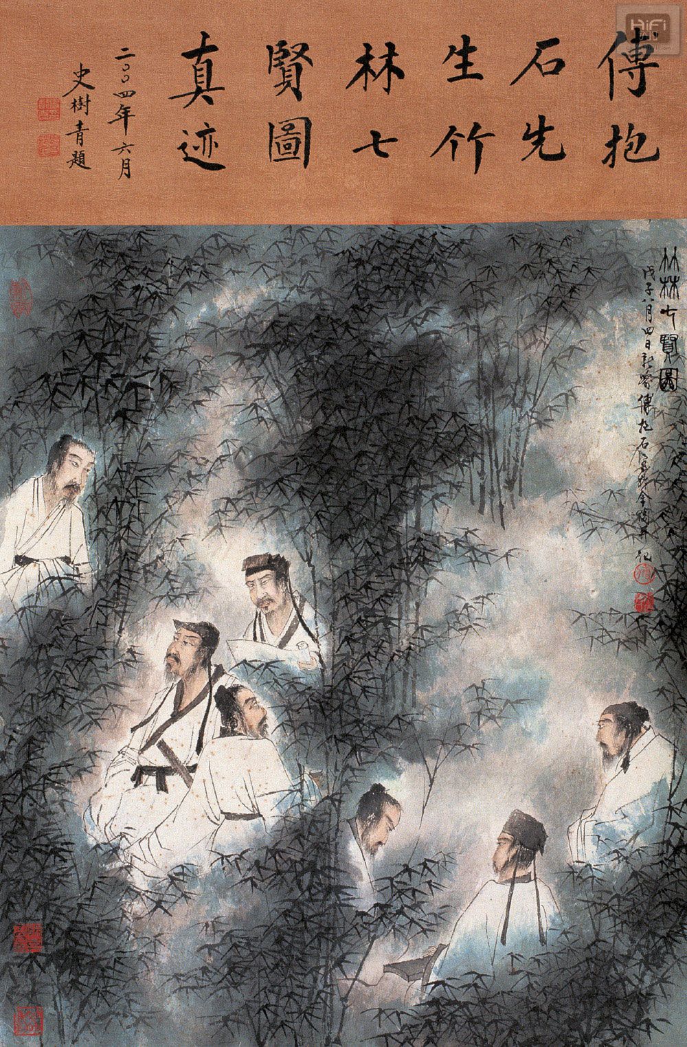 傅抱石创作国画天女散花图,傅抱石的国画作品《一望大江开》