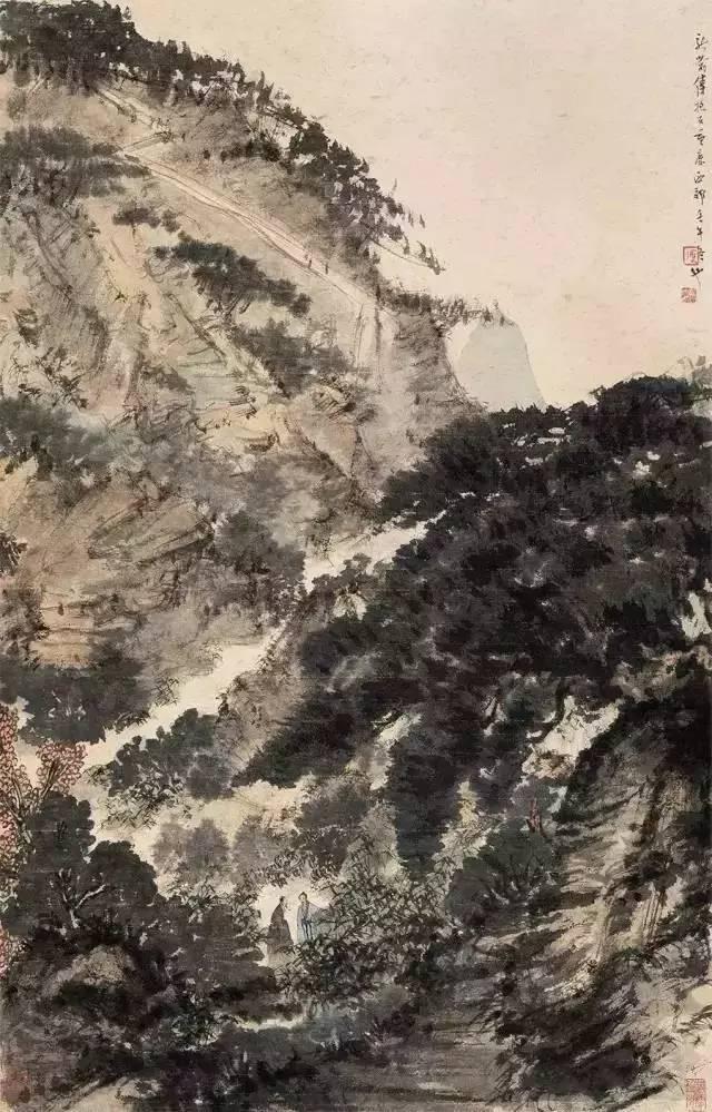 傅抱石创作国画天女散花图,傅抱石的国画作品《一望大江开》