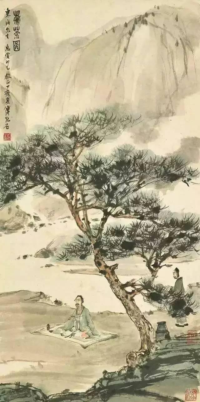 傅抱石创作国画天女散花图,傅抱石的国画作品《一望大江开》