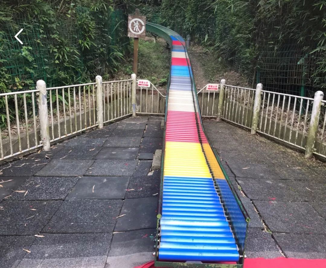 西峡谷公园网红滑梯,网红景点彩虹滑梯和现实对比