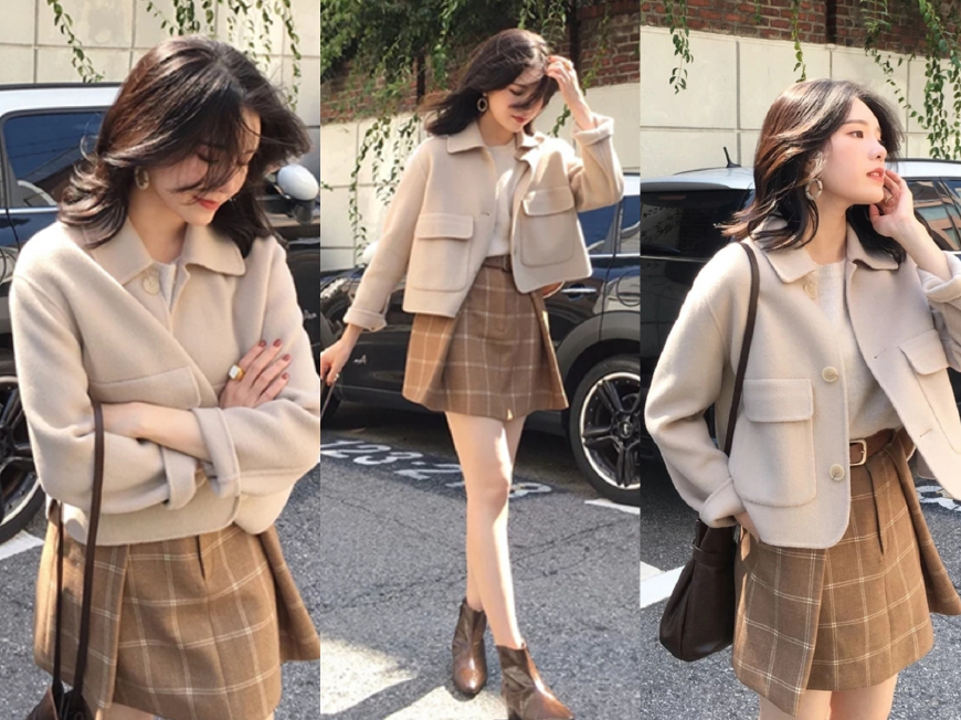 上宽下窄短外套搭配,今春正火的一种穿法叫短外套