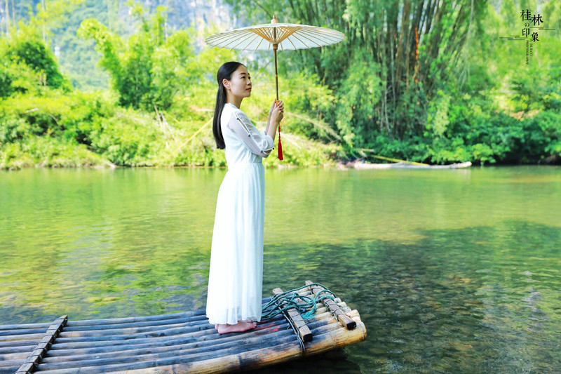 桂林阳朔遇龙河竹筏漂流,桂林阳朔遇龙河竹筏漂流路段