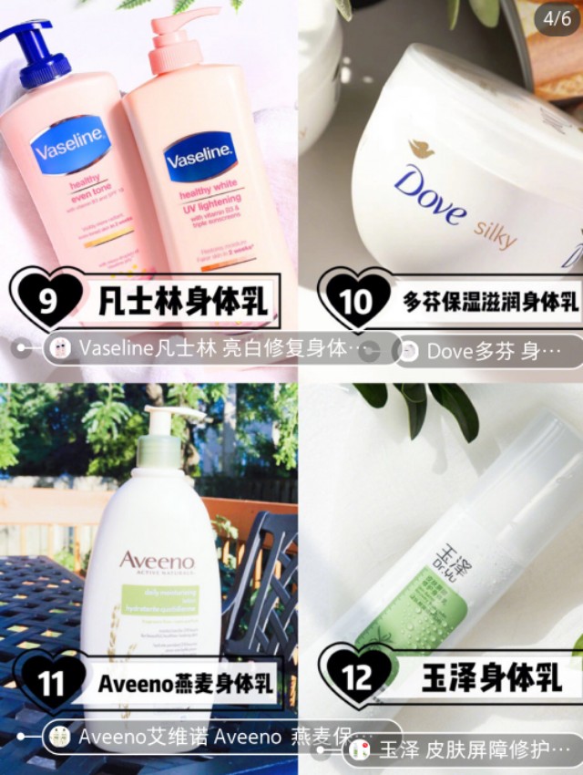 秋冬身体乳大合集,身体乳排行榜第一名秋冬保湿