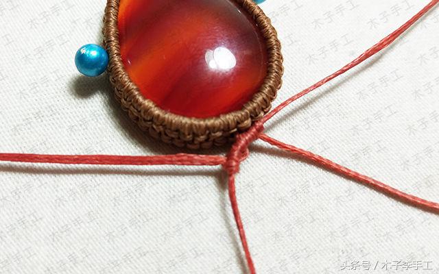 石头吊坠穿珠子编绳教程,尖晶石小吊坠编法