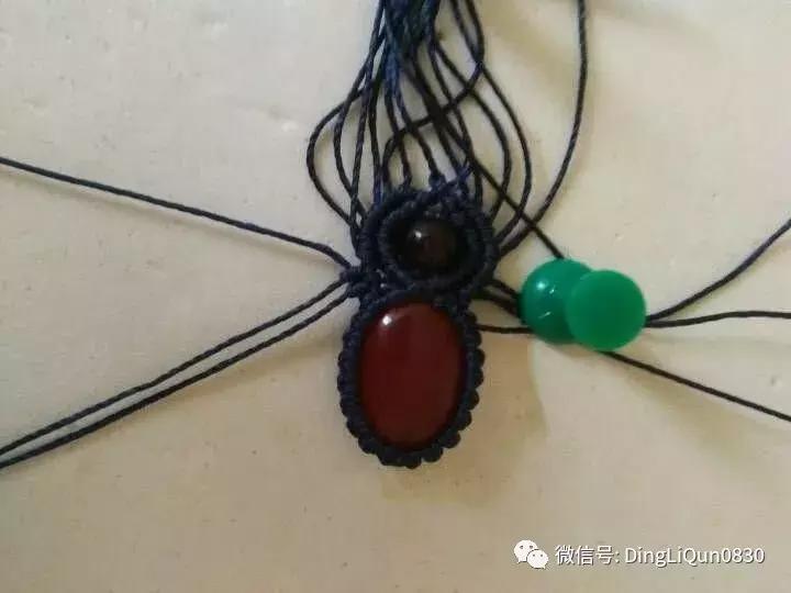 绳编宝石吊坠教程,石头吊坠穿珠子编绳教程