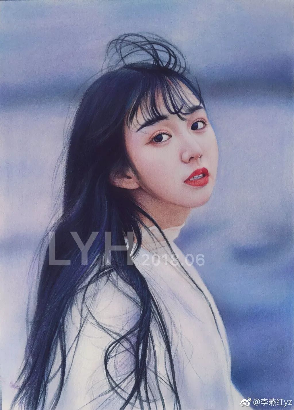 蔡徐坤的蓝玫瑰彩铅简笔画,彩铅画蔡徐坤蓝玫瑰