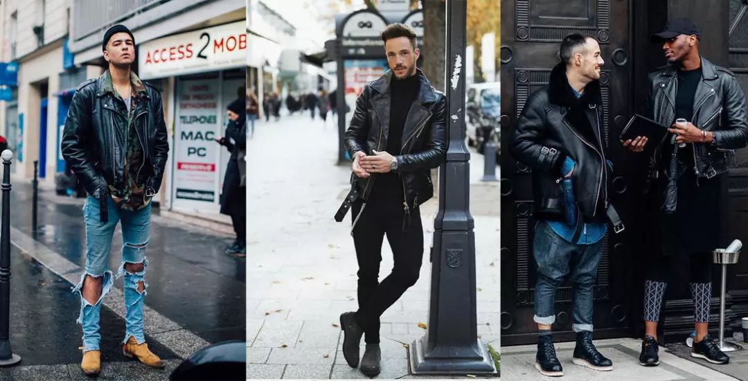 网红同款男装冬装皮衣夹克混搭,软质洋装皮衣混搭个性风不失时尚
