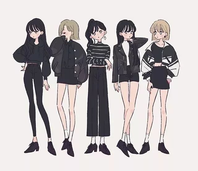 手绘漫画人物的衣服搭配,日系春季搭配手绘漫画