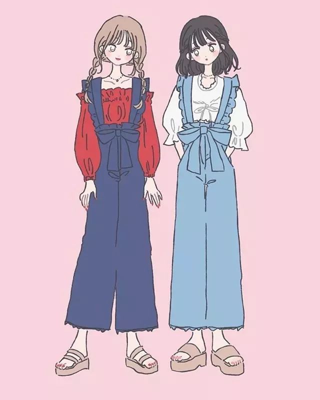 手绘漫画人物的衣服搭配,日系春季搭配手绘漫画