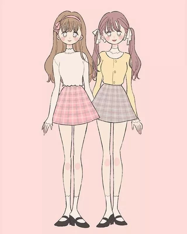手绘漫画人物的衣服搭配,日系春季搭配手绘漫画