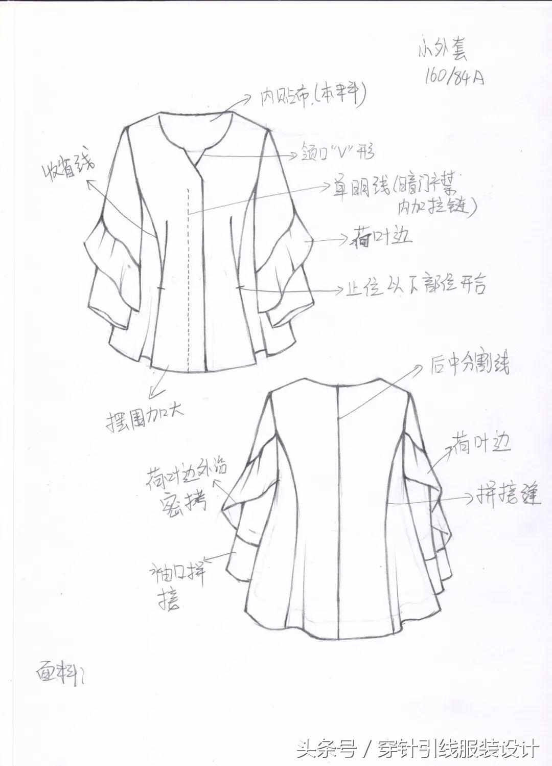 线元素服装款式图画法,y型服装手绘款式图