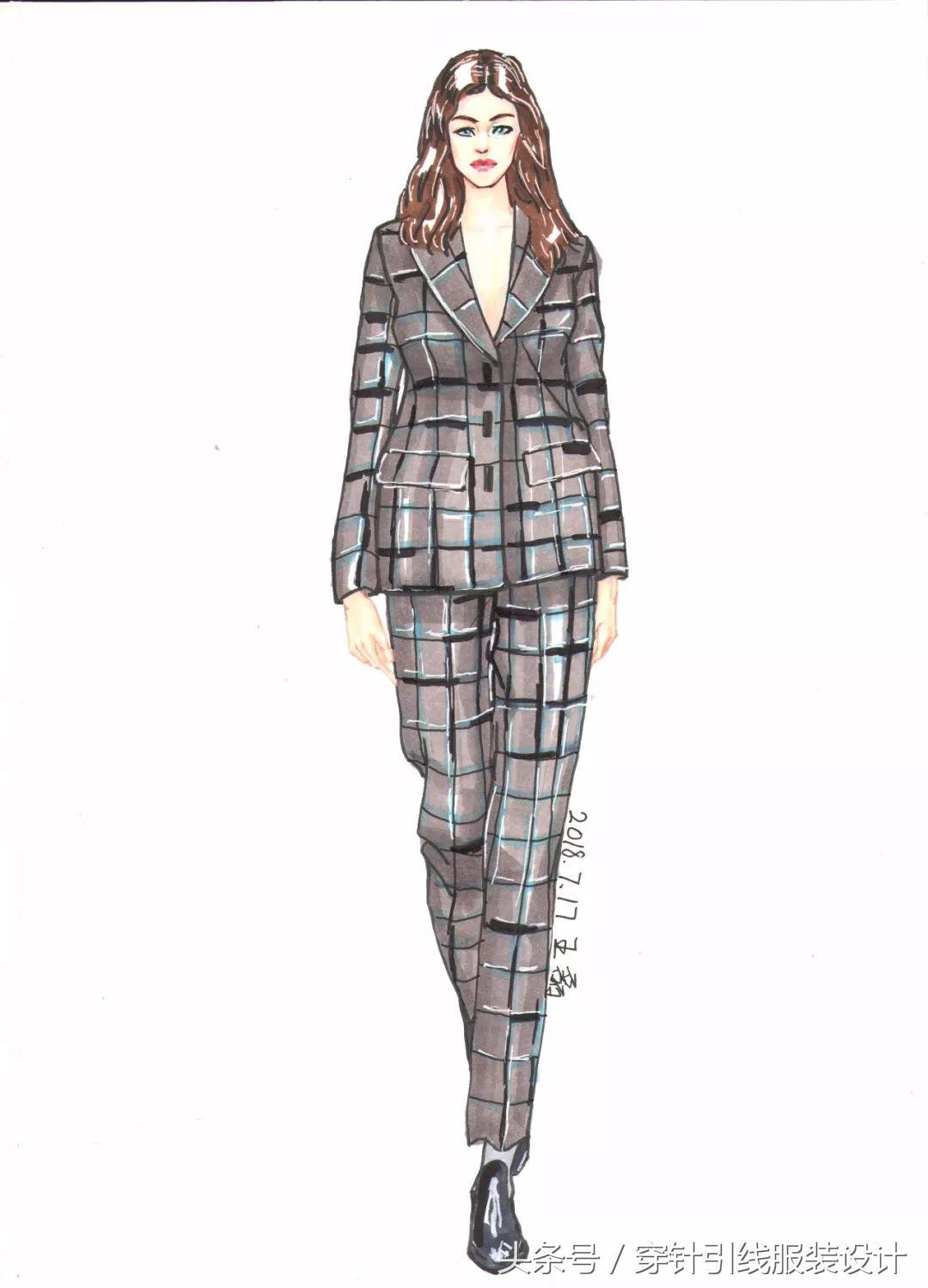 线元素服装款式图画法,流行服装手绘款式图片大全