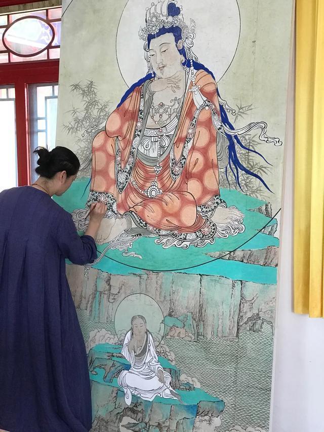 观音菩萨三十二像工笔画,观世音菩萨画像工笔画
