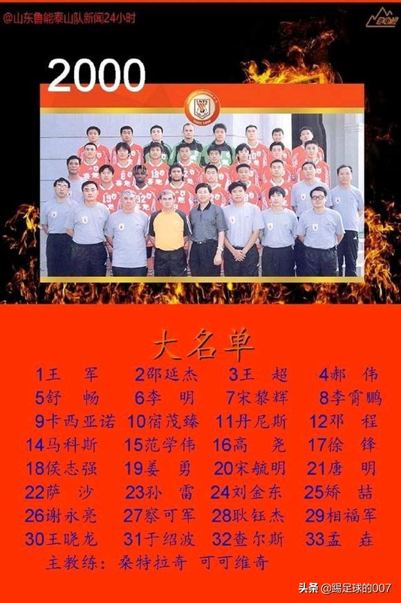 泰山队最早队员名单,泰山队历年联赛排名