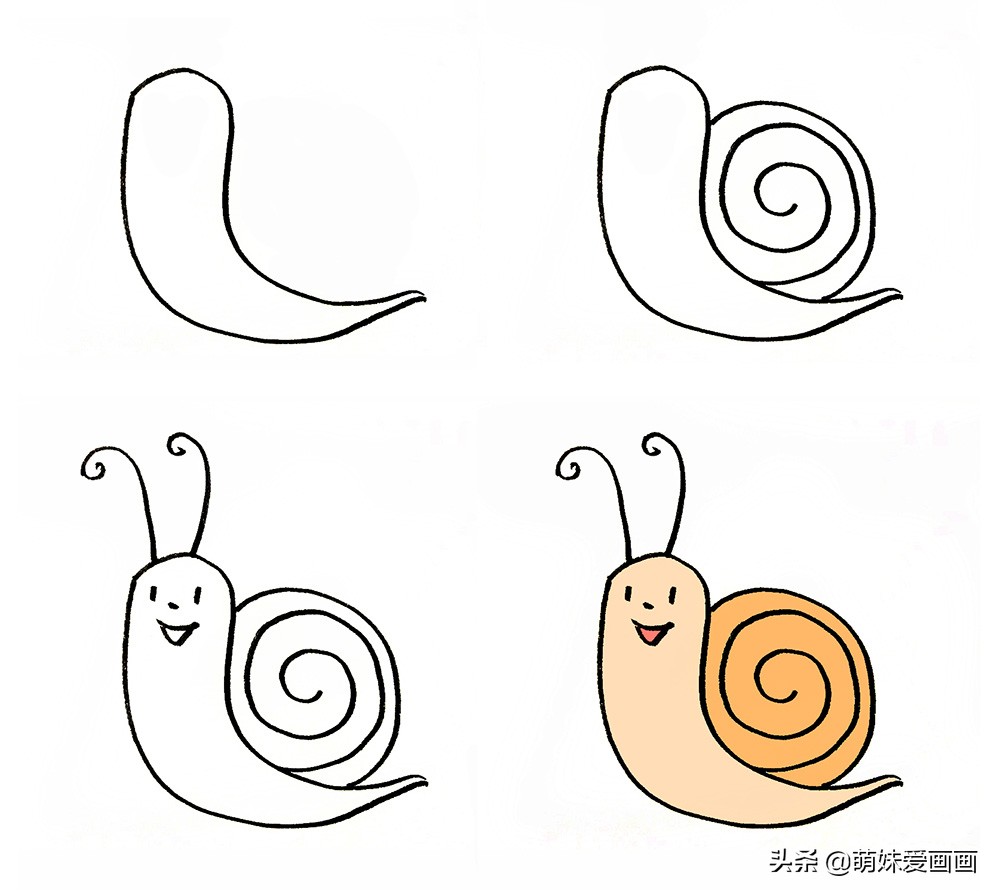 蜗牛生活在什么地方简笔画,蜗牛的简笔画大全简单又漂亮