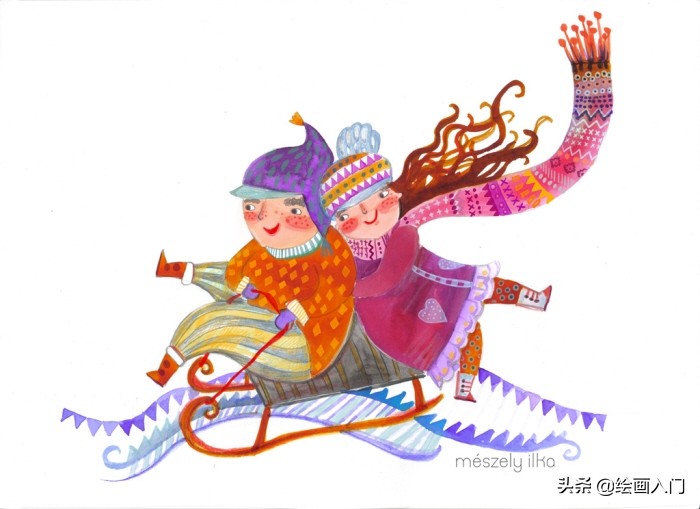 可爱温馨的手绘风插画,色彩鲜艳线条简单的插画