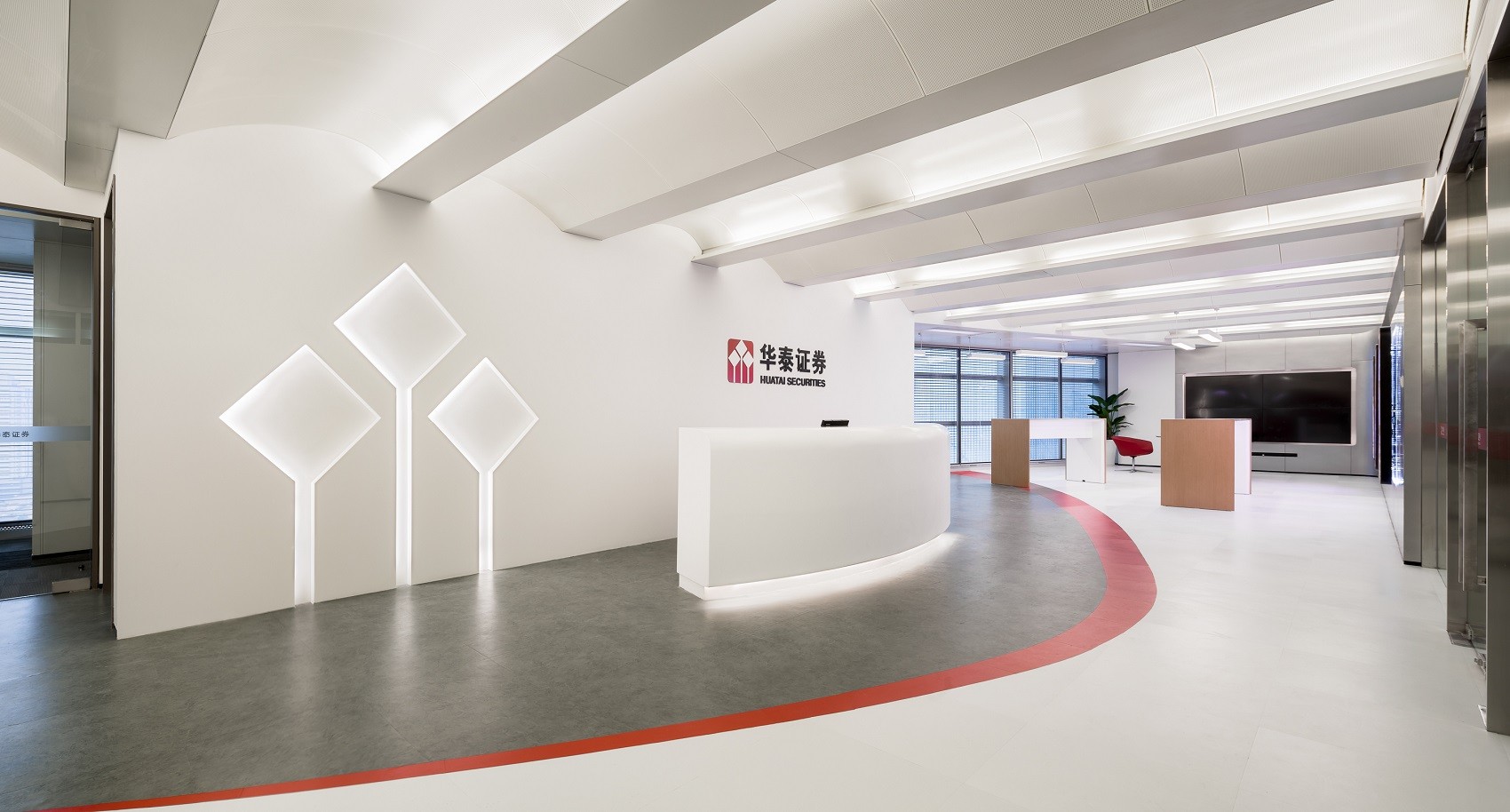 高端沉稳金融风——华泰证券网点办公室装修设计