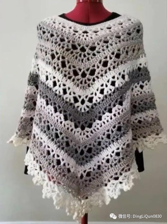 高档蕾丝钩花斗篷披肩防晒衣,针织披肩花样图片大全