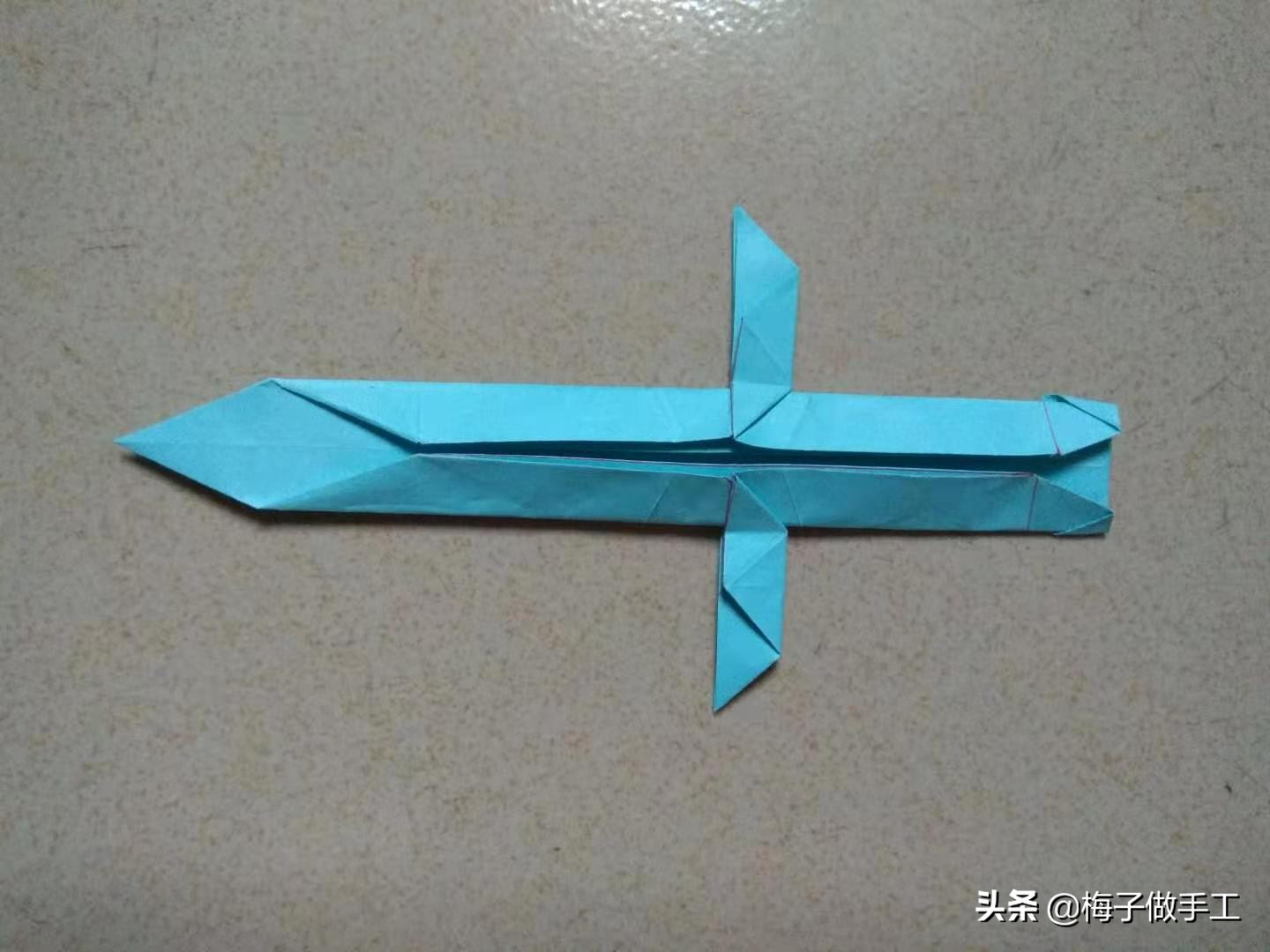 儿童手工折纸简单3-5岁宝剑,儿童手工折纸宝剑简单版慢教程