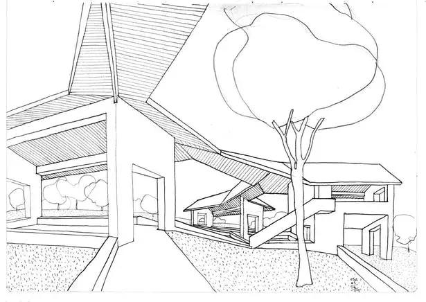 有梯形组成的房子几何图,几何图案组成的房子