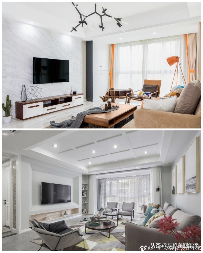 贝壳粉沙发背景墙效果图现代简约,现代简约大气装修客厅电视背景墙