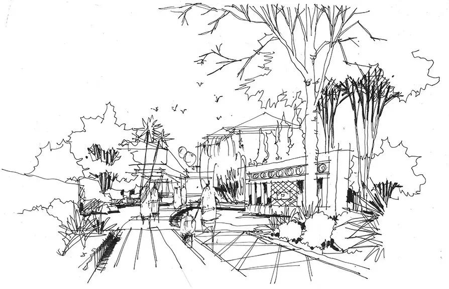 手绘效果图设计详解,干货五幅景观手绘效果图步骤图解
