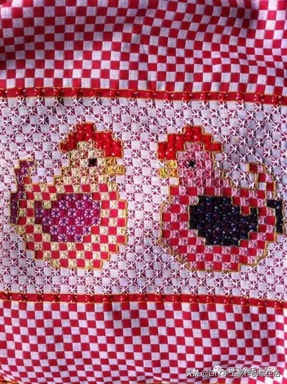 桌布花边的手工刺绣,刺绣桌布diy简单图案