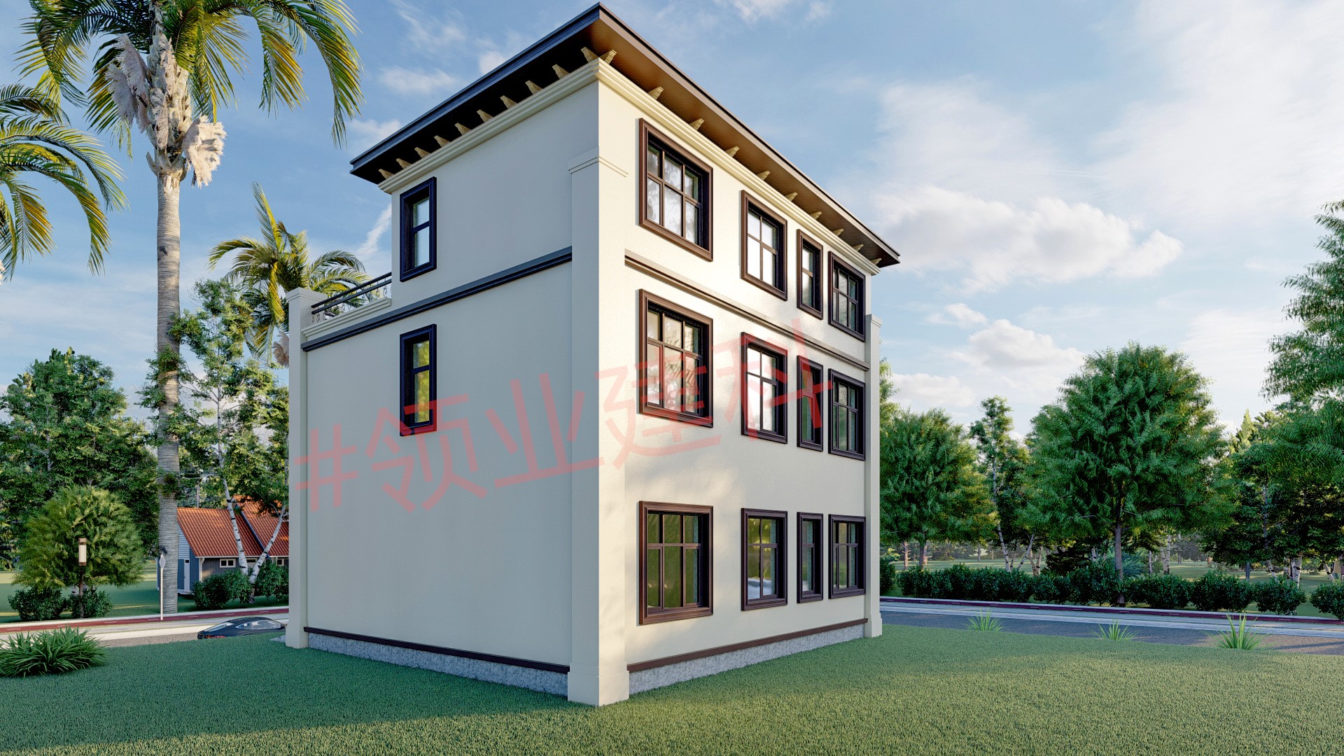 性价比“超高”的现代三层别墅，堂屋车库大套房，三胎来了也不愁