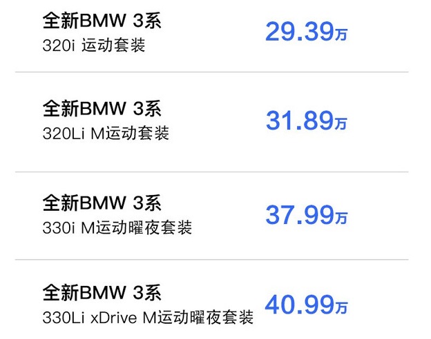 156马力的320Li,卖31.89万,宝马纯粹为了拉低价位?