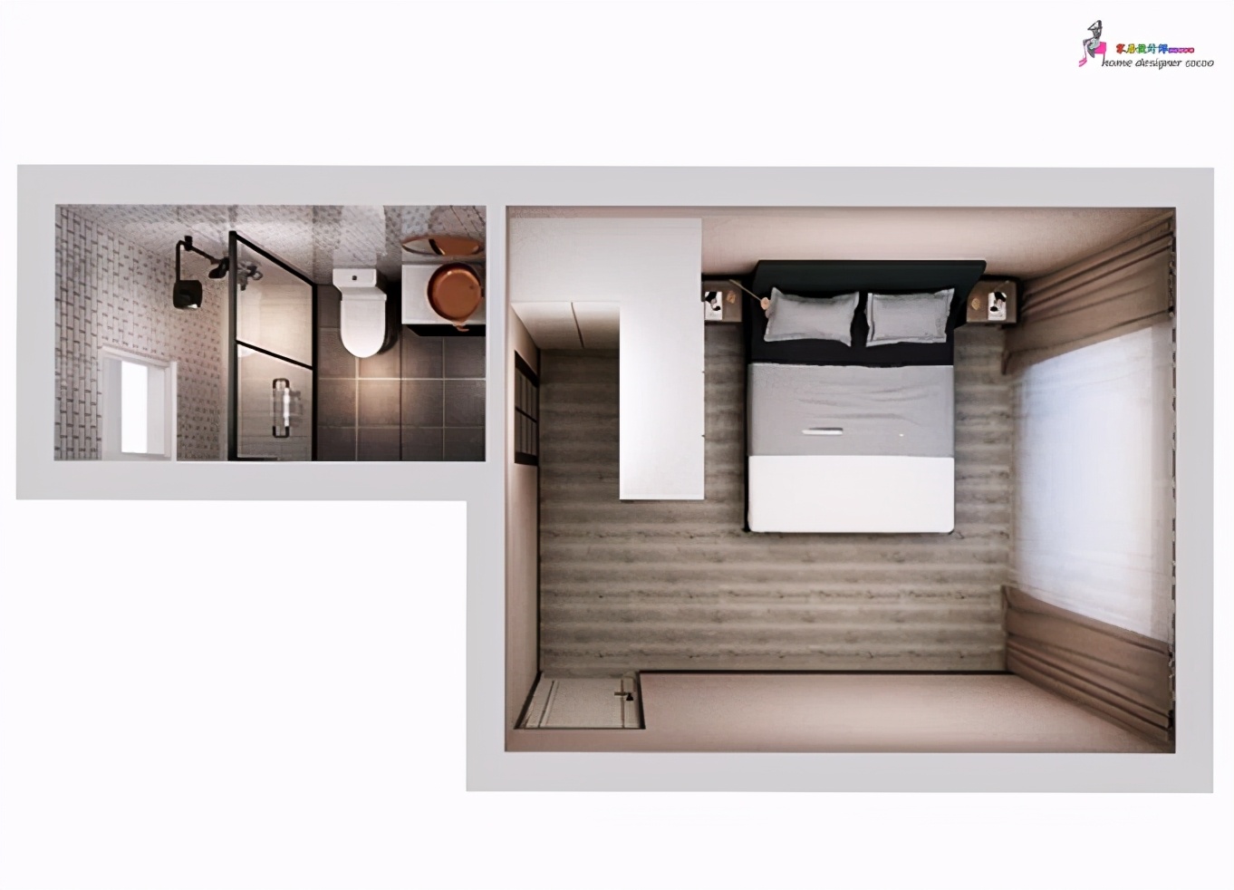 卧室布置一床一衣柜,小平米主卧室多收纳设计方案