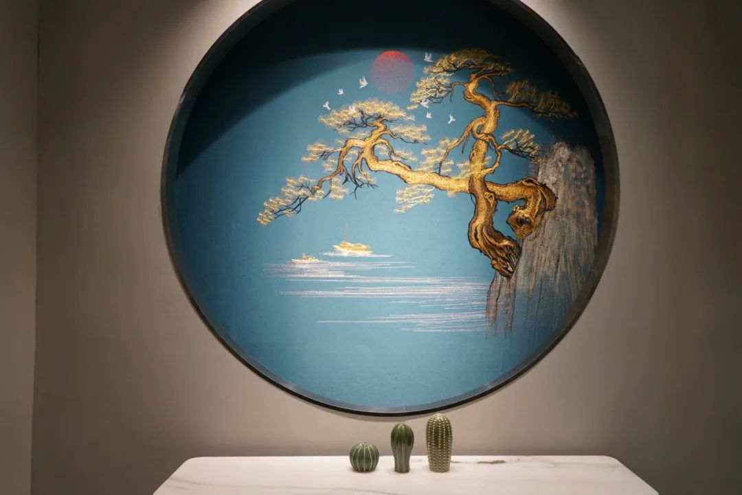 刺绣墙布独绣,中式刺绣墙布效果图