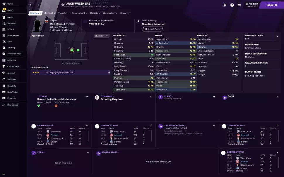 fm2021各位置最强球员排行,fm2021自由球员