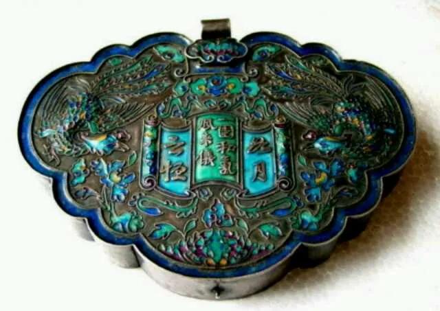 古法方形金锁,清代老银制长命锁