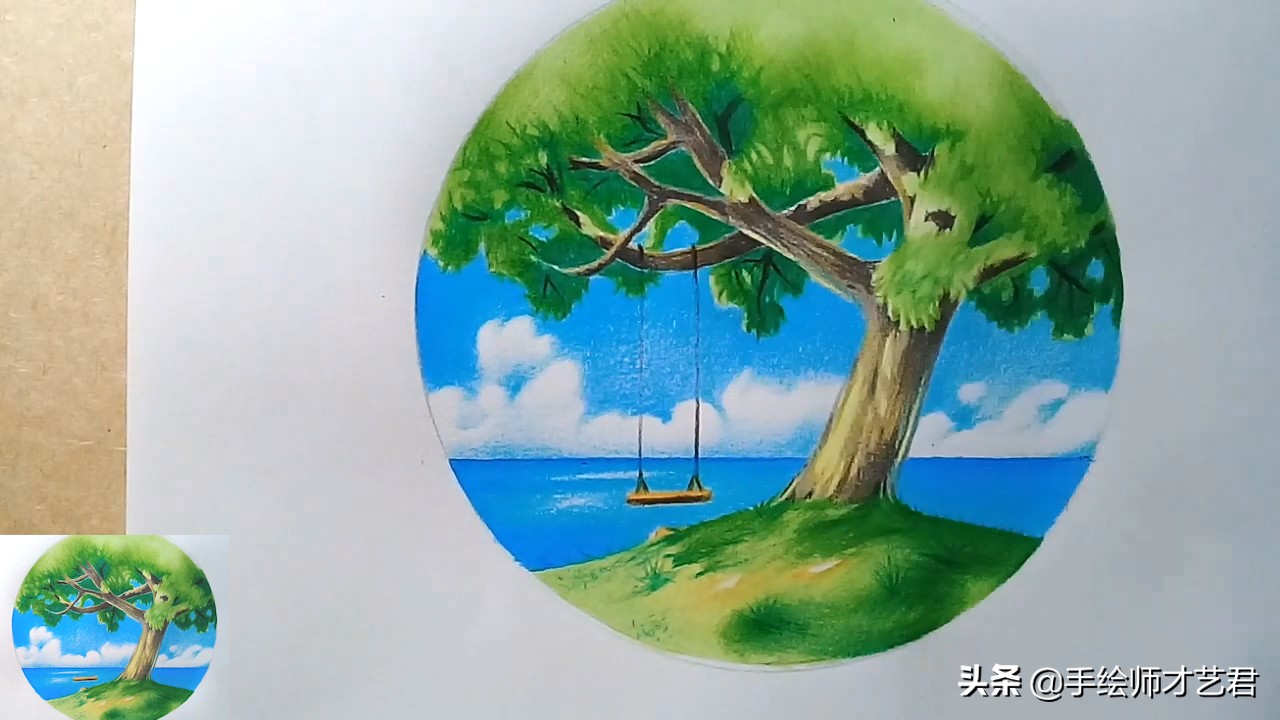 彩铅怎么画风景画简单又好看,山水风景画彩铅绘画简单步骤教程