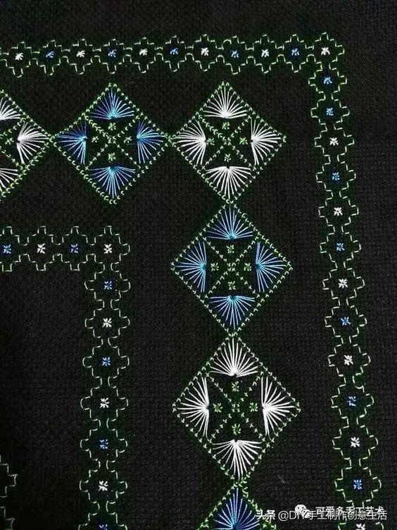 桌布花边的手工刺绣,刺绣桌布diy简单图案