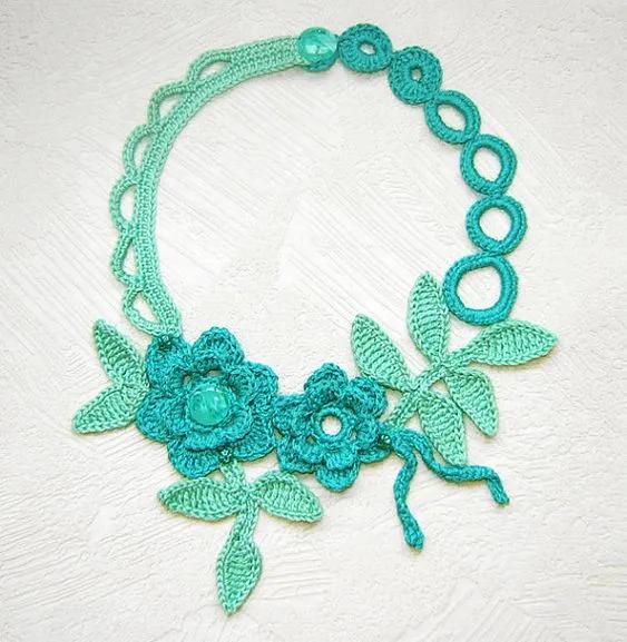 毛线钩织项链配饰教程,毛线钩织各种款式项链视频教程