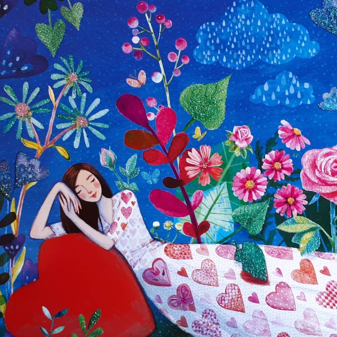 插画设计卧室墙面插画,创意插画素材墙绘