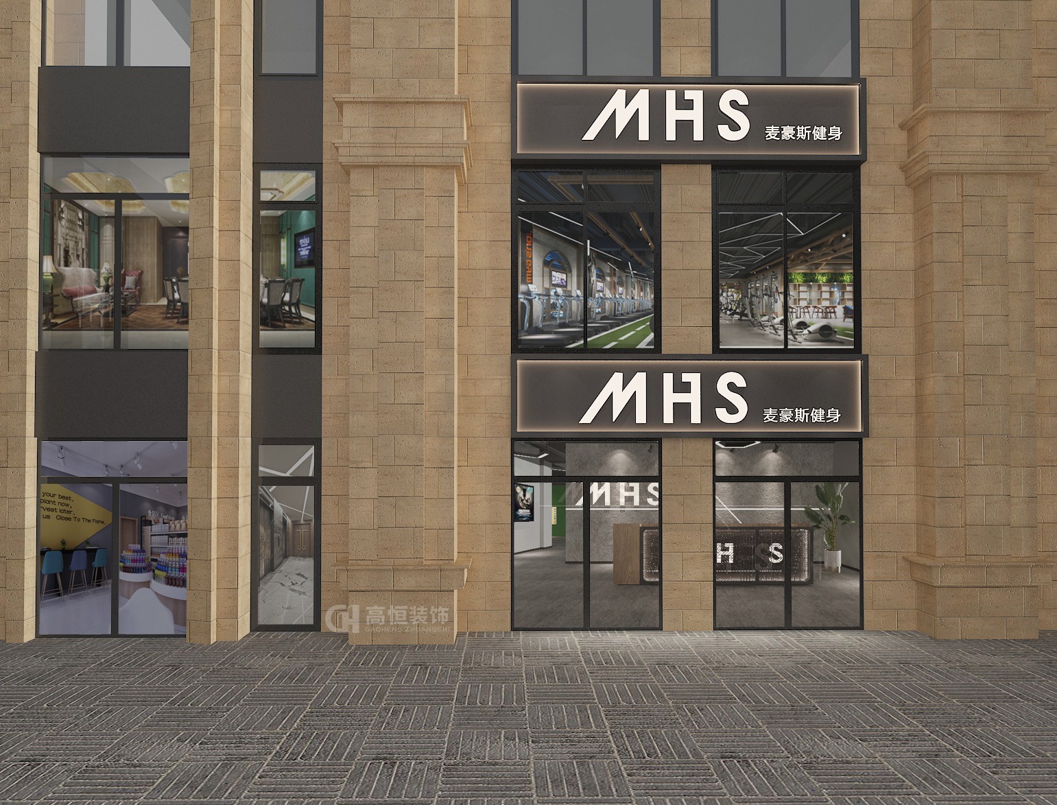 健身房设计装修效果图,健身房装修设计上海