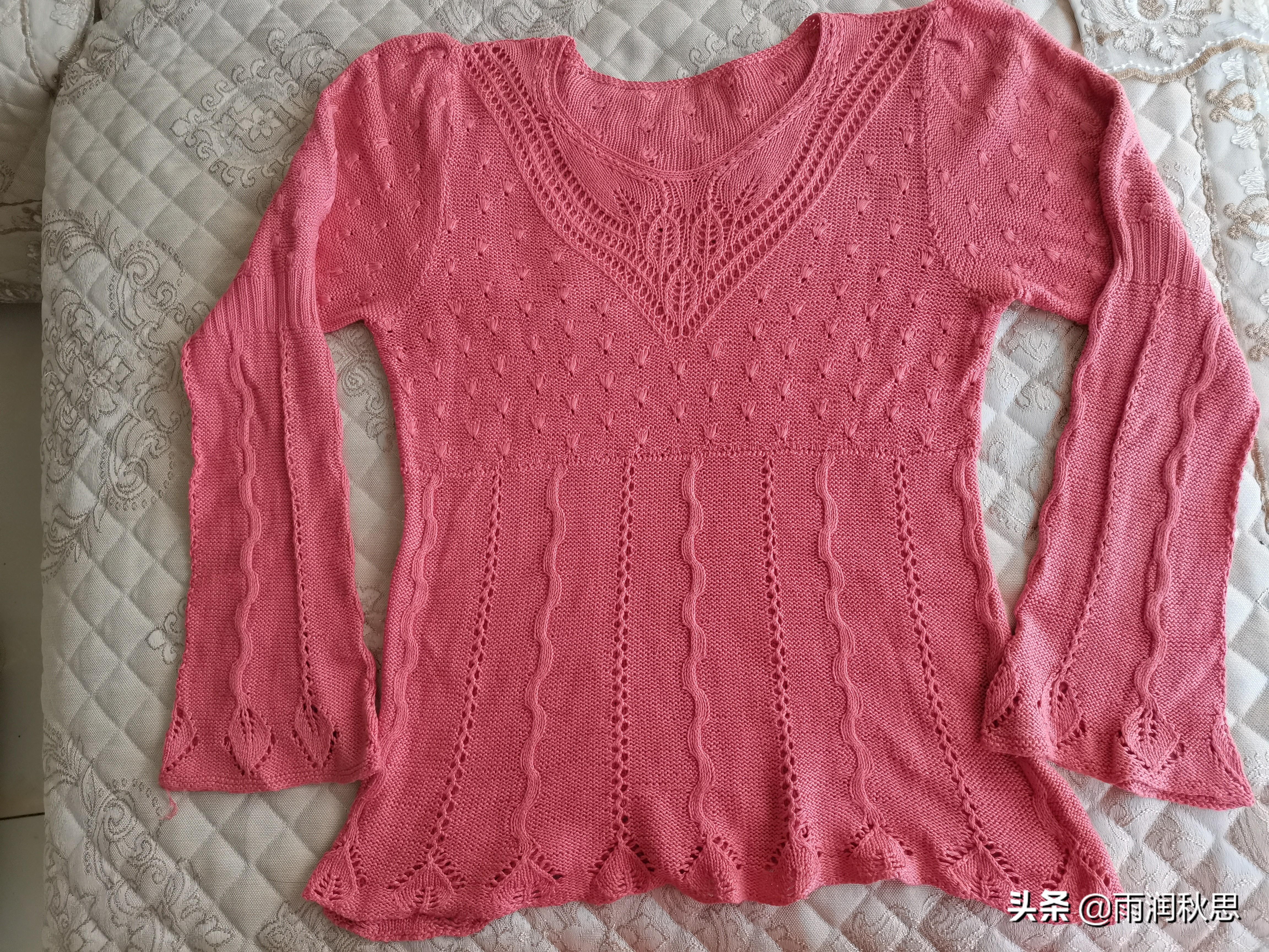 圆领树叶花的编织教程,怎样用棉线编树叶