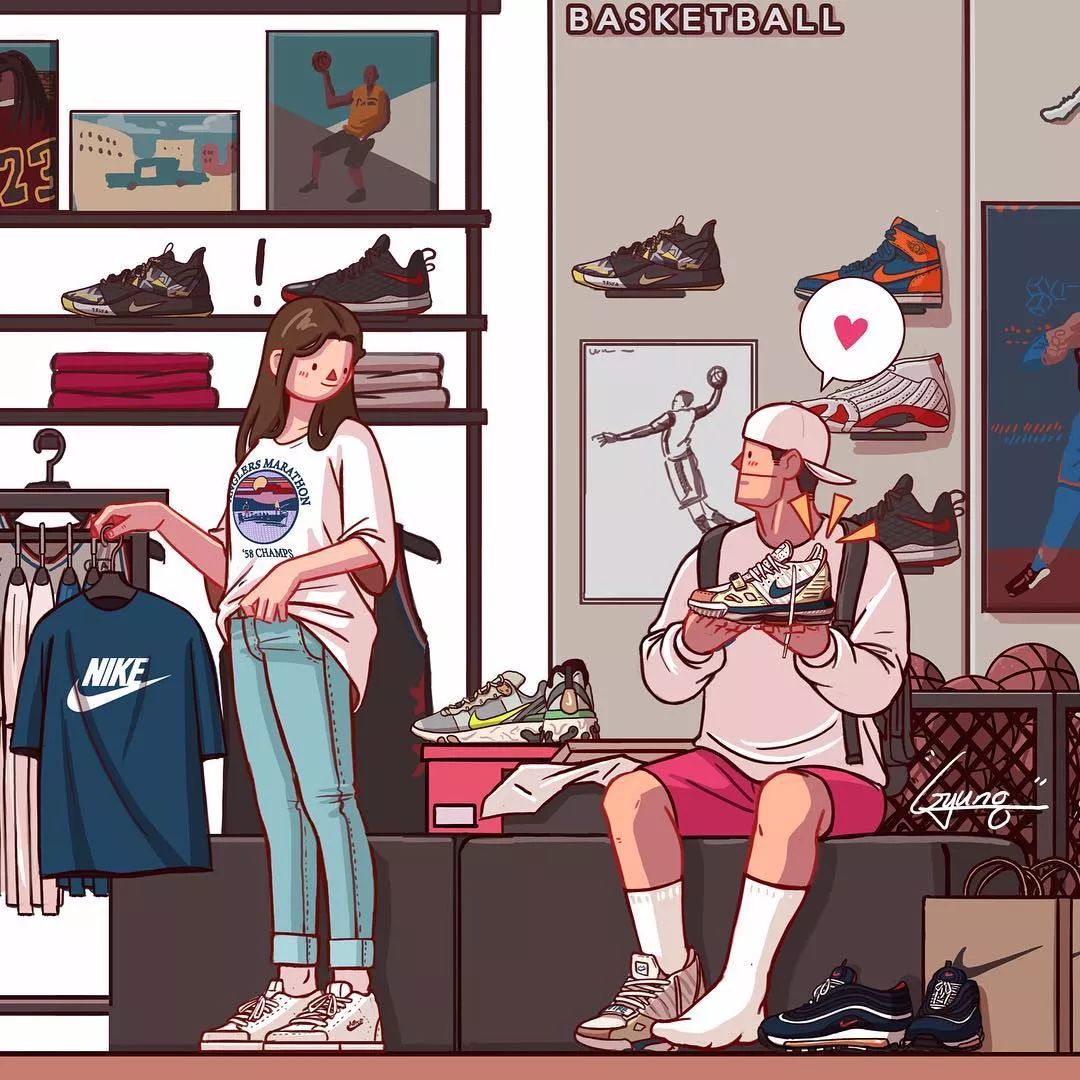 情侣日常手绘插画日记,手绘给女朋友的手账画