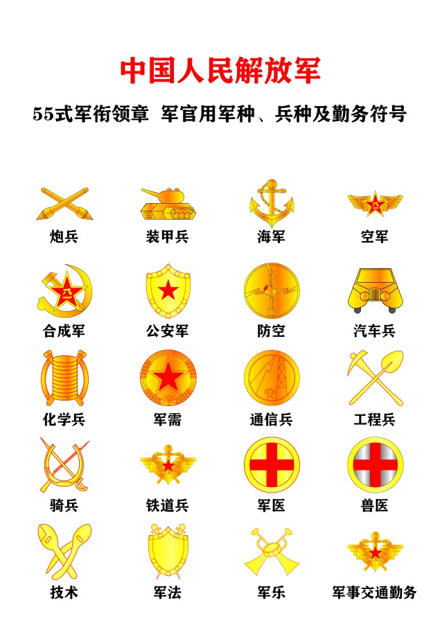 涨知识中国人民解放军资历章,涨知识解放军56种臂章