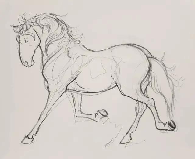 速写简笔画马,画速写不需要临摹