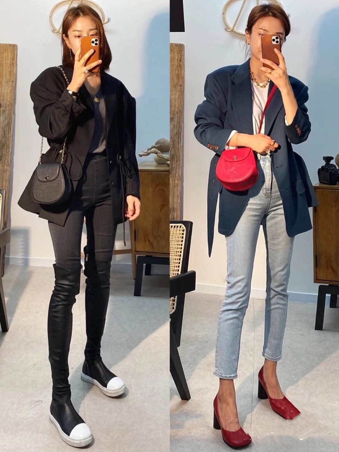 日系风格韩国小姐姐穿搭衣服,韩国西服女时尚穿搭