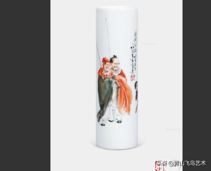 清代晚期青花八仙笔筒真品图大全,粉彩山水民居笔筒赏析