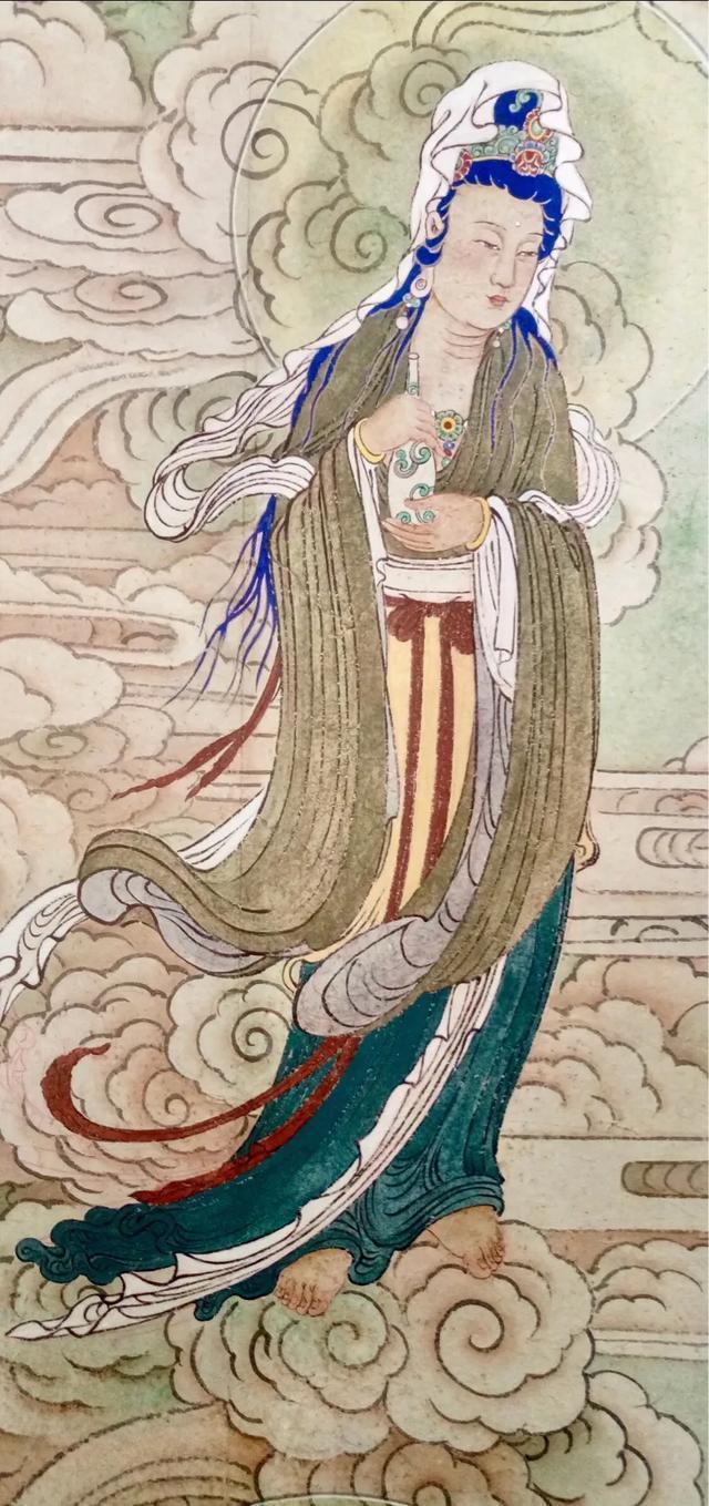 观音菩萨三十二像工笔画,观世音菩萨画像工笔画