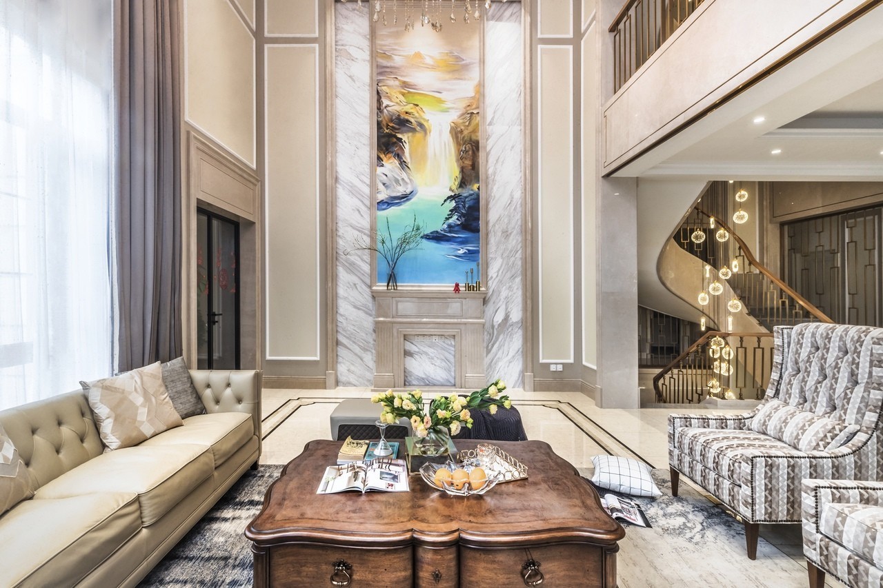 九溪墅精装修效果图,世茂九溪墅国风合院别墅